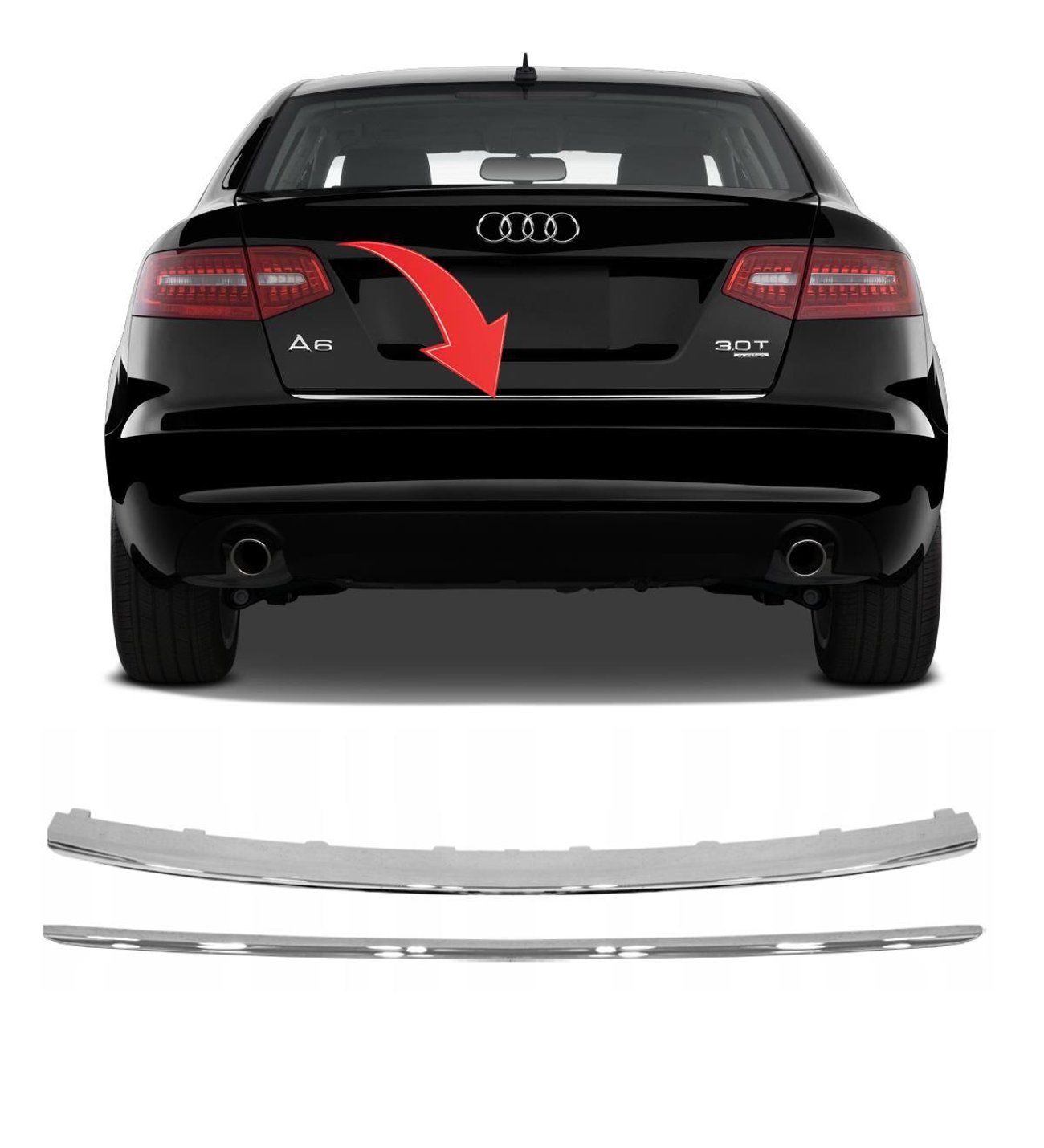 AUDİ A6 ARKA TAMPON ÇITASI NİKELAJ 09-SONRASI 4F5807443A2ZZ 2-16-AR