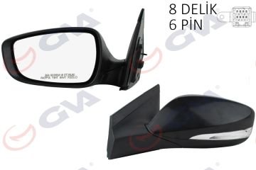 DIŞ DİKİZ AYNASI SOL BLUE 12 ELEKTRİKLİ ISITMALI SİNYALLİ SİYAH KAPAK DÜZ CAM 6 FİŞ VM-6451NEHL