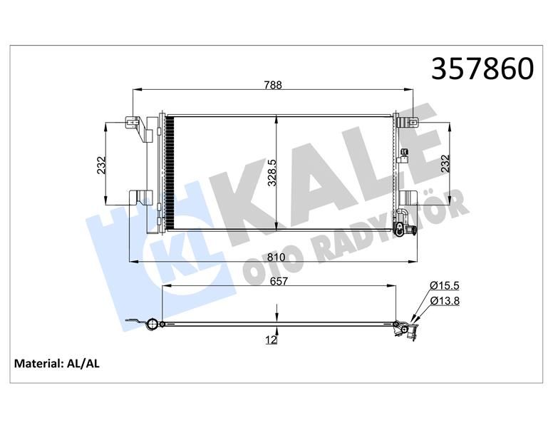 KLİMA RADYATÖRÜ KONDENSER AUDİ A4 16-A5 17-A6 19-A7 KALE  357860 8W0816411L-8W0816411Q-8W0816421 DEP.