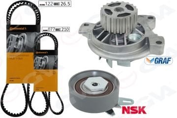DEVİRDAİMLİ TRİGER KAYIŞ SETİ (122x26.5) TRANSPORTER T4 2.4D (90-03) (AJA) AAB (K065323XS) 2 KAYIŞ+1 GERGİ GVA 59WPK7571