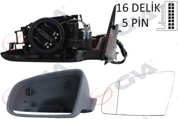 DIŞ DİKİZ AYNASI SOL A3 03 ELEKTRİKLİ ISITMALI 3 KAPILI ASTARLI ASFERİKLI 5 FİŞ VM-011EHAL