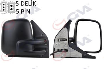DIŞ DİKİZ AYNASI SAĞ TRANSPORTER T4 96 Sonrası ELEKTRİKLİ ISITMALI KONVEKS VM-186EHR SA-KÖŞ