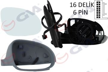 DIŞ DİKİZ AYNASI SAĞ GOLF5 ELEKTRİKLİ ISITMALI SİNYALLİ ASTARLI KONVEKS 6 FİŞ VM-197EHPR 3-K