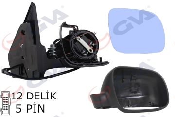 DIŞ DİKİZ AYNASI SAĞ GOLF4 -BORA 98 ELEKTRİKLİ ISITMALI SİYAH ASTARLI MAVİ CAM KÜÇÜK TİP 5 FİŞ VM-188R