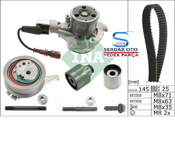 TRİGER KAYIŞ SETİ +DEVİRDAİM 145 DİŞ  CRAFTER-T6 T7 CXEB-CXEC-CXFA-CXHA-DAVA-DAWA-DAUA-DAUB 2,0 TDI 15- İNA 530069930 04L198119J 04L121011H