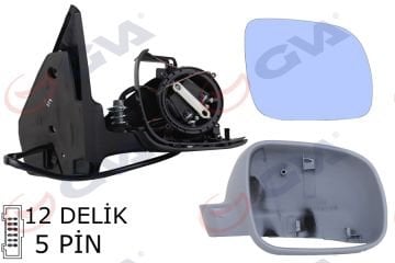 DIŞ DİKİZ AYNASI SAĞ GOLF4 -BORA 98 ELEKTRİKLİ CAM BÜYÜK TİP KONVEKS 5 FİŞ 1J1857508D