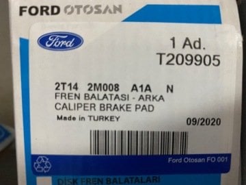 Connect Arka Fren Balata Takımı Diskli Ford Orjinal 2t142m008