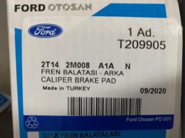 Ford Connect Arka Fren Balata Takımı Diskli Ford Orjinal 2t142m008