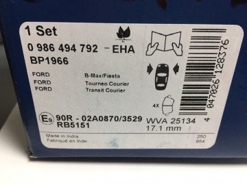 Ford Courier Ön Fren Balata Takımı Bosch 14-23 ARASI MT762K021 0986494792