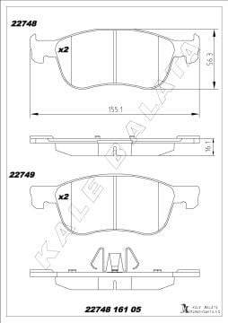 FORD YENİ COURİER ÖN FREN BALATA TAKIMI 24-SONRASI KALE B2274816105ANS