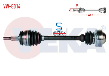 KOMPLE AKS SOL ÖN UZUNLUK 645mm VOLKSWAGEN TRANSPORTER T5 T6  (7HA,7HH,7EA,7EH) 1.9 TDİ, 2.0 TDİ 2003-2011 7E0407271H FX N T VW8014  D1-G10