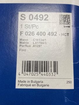 Focus Cmax Volvo 1.5-1.6 Tdci Filtre Seti 2 li Set Hava ve Yağ Bosch  07-17 ARASI
