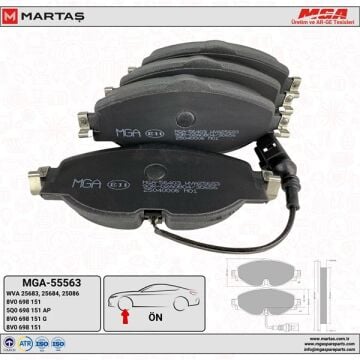 ÖN FREN BALATA Takımı GOLF7 A3 LEON TİGUAN PASSAT B8 OCTAVİA ARTEON SÜPERB Polo MGA-55563 8V0698151 5Q0698151B AH F 2Q0698151 2K0698151