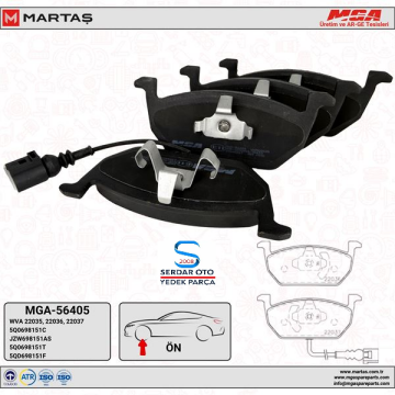 Volkswagen ÖN FREN BALATA TAKIMI ÜSTTEN KULAKLI 13-Sonrası POLO GOLF7-A3-LEON-OCTAViA SCALA MGA56405 5Q0698151C H 2Q0698151