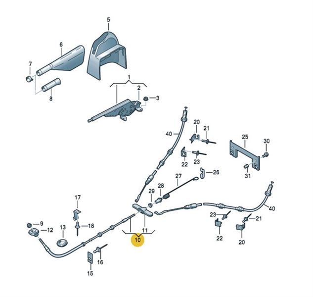EL FREN TELİ TABANCANIN ALTINDAKİ  03-SONRASI T5 T6 T7 3000MM 7H0711476D AR-TAH-AR