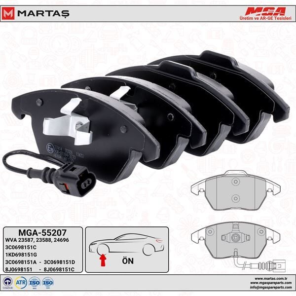 Volkswagen CADDY PASSAT GOLF CADDY JETTA POLO ÖN FREN BALATA TAKIMI MGA 55207 3C0698151C 5K0698151