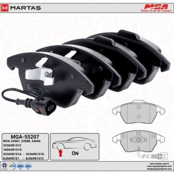 Volkswagen CADDY PASSAT GOLF CADDY JETTA POLO ÖN FREN BALATA TAKIMI MGA 55207 3C0698151C 5K0698151