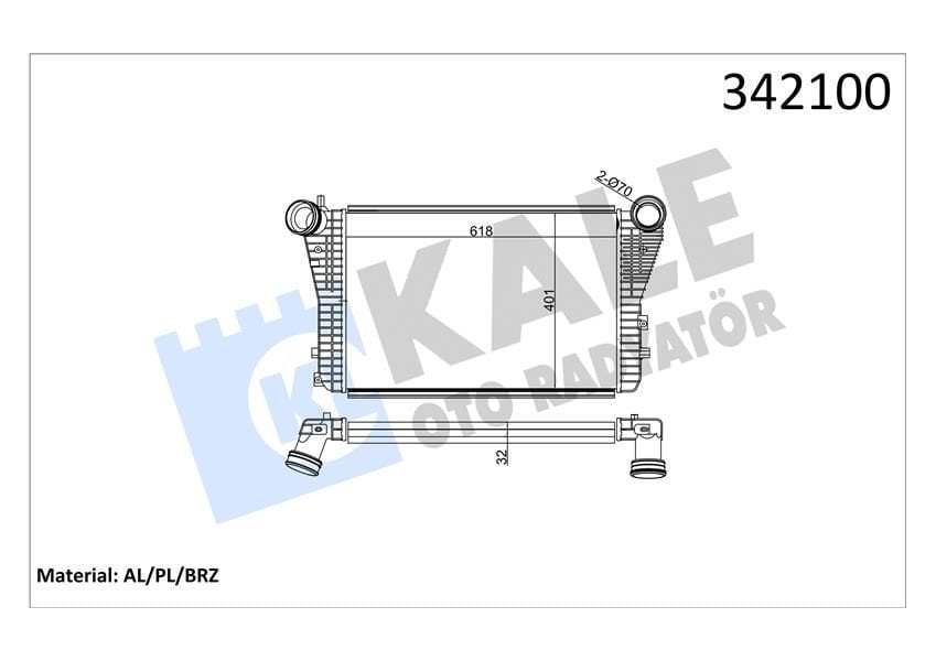 VW TURBO RADYATÖRÜ (iNTERCOOLER) CADDY-GOLF V-JETTA-A3-LEON OCTAViA KALE 342100 1K0145803 A B BJB BMY BLG BKD CAXA BKP 1,4 TSİ 1.8-1,9 TDİ 2,0 TDİ DEPO