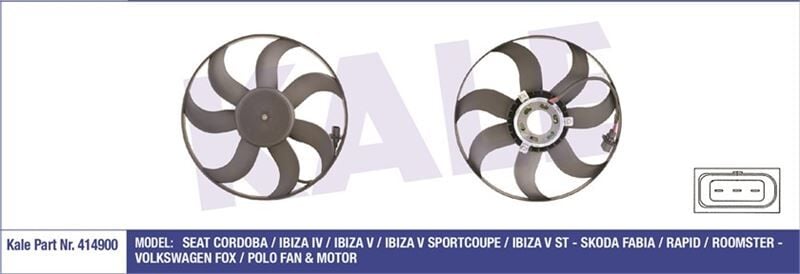 VOLKSWAGEN POLO TOLEDO İBİZA FAN MOTORU CFWA 6Q0959455AD 3940MM KALE 414900 6R0959455C dp.
