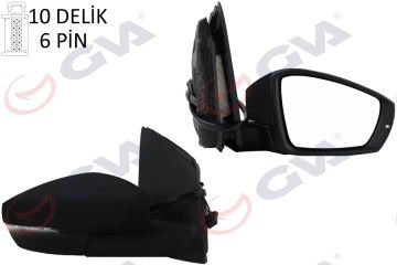 DIŞ DİKİZ AYNASI SAĞ POLO 11-18 ARASI  ELEKTRİKLİ ISITMALI SİNYALLİ ASFERİK 6 FİŞ VM-388NEHR 6R1857508K-6R1857508M