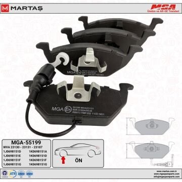 Volkswagen Ön Fren Balata Kablolu Takımı üst kulaklı Polo Golf Audi Octavia Leon MGA 55199 1J0698151G zc-6