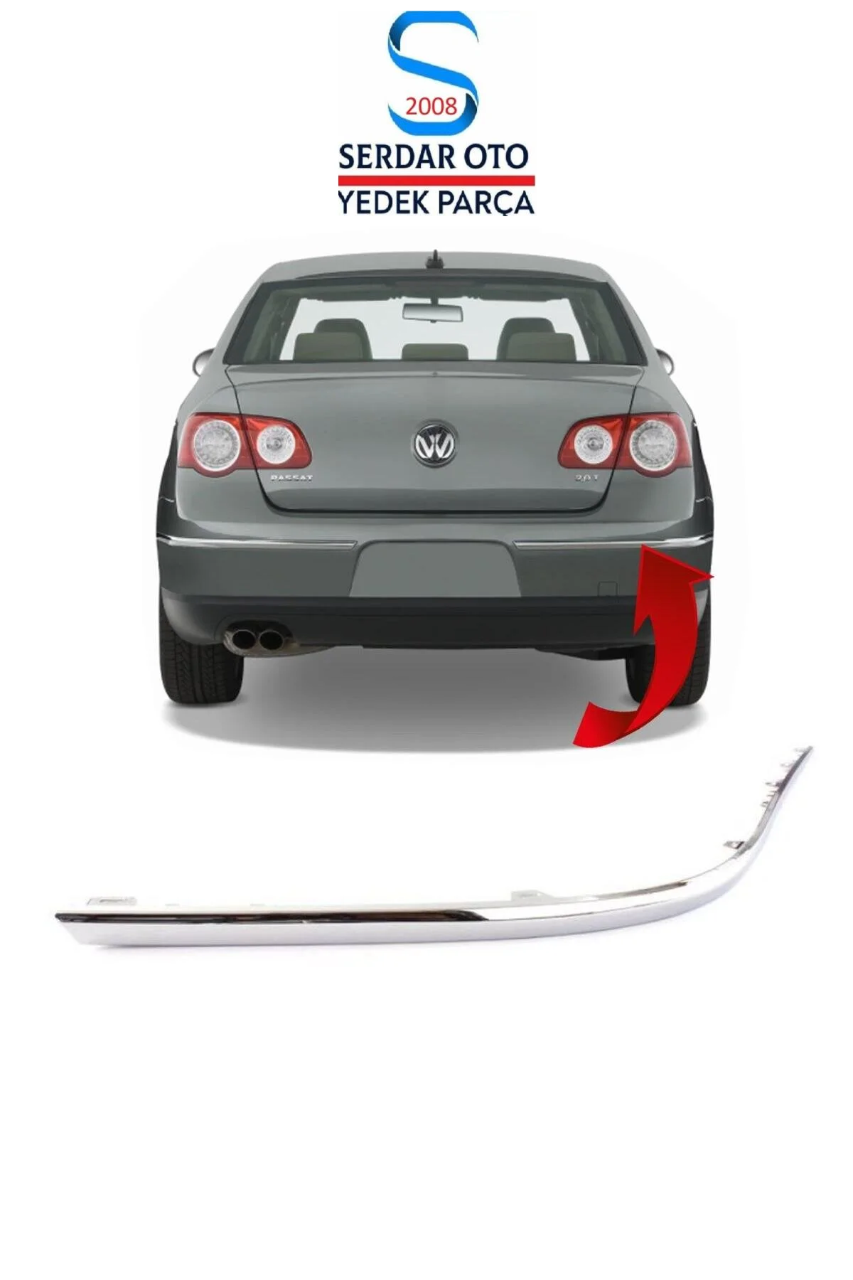 VOLKSWAGEN ARKA TAMPON BANDI SAĞ PASSAT 06-10 ARASI (KROM) BSG 90922209 3C5807460A ZA-8-ÜST
