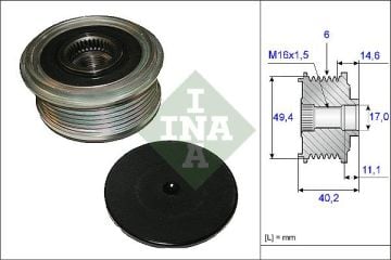 Vw Şarj Dinemo Kasnağı Alternatör CAGA CDCA CLHA CLHB CGLC Polo Amarok Golf T6 Audi A4 A6 1.6-2.0 TDİ İNA535012410 045903119A-03G903119B  1-K-129